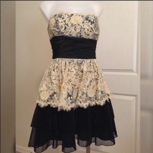 Betsey Johnson Black and Cream Lace Party Dress